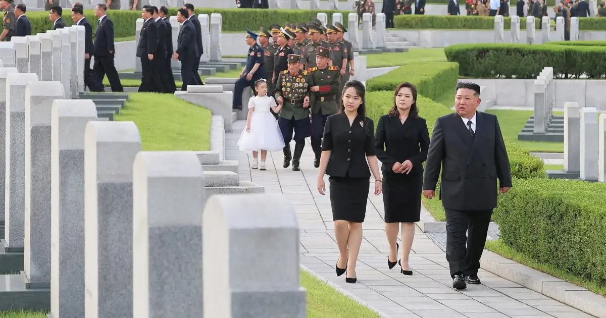 Kim Jong Un marks war anniversary with daughter by his side